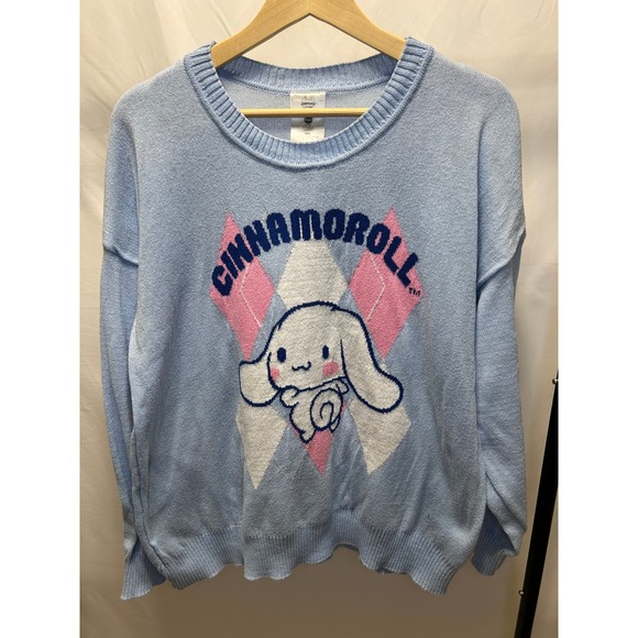 Hybrid Apparel Sweaters - Sanrio Cinnamoroll Sweater Womens XXL Blue Excellent Argyle Knit Pullover